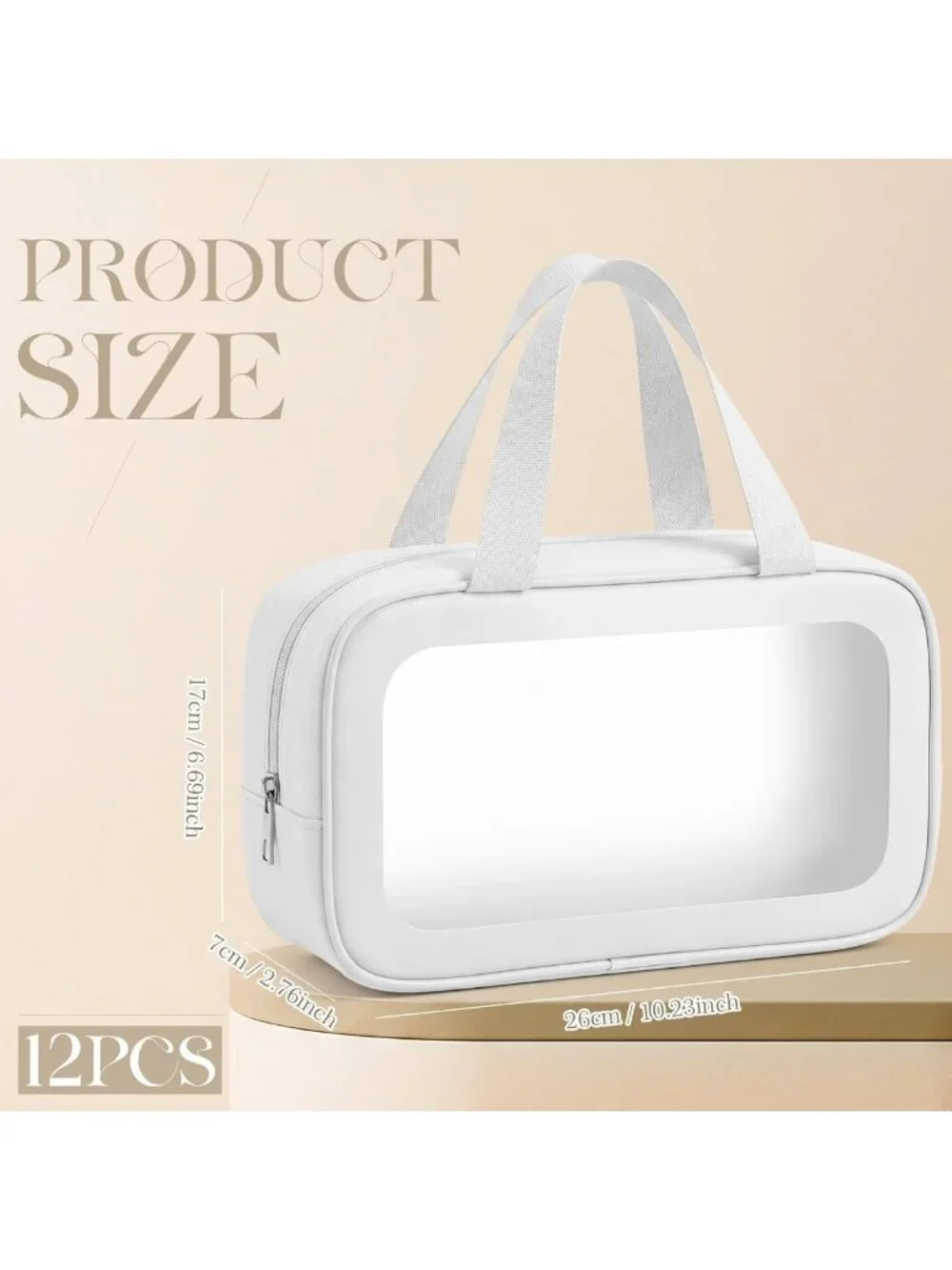 12 Pcs Clear Toiletry Bags with Handle - Waterproof Travel Cosmetic Bags for Men